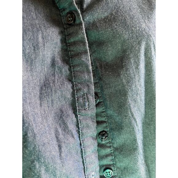 7th Avenue Design Studio New York & Company denim blouse L cuffed sleeves - Picture 3 of 5